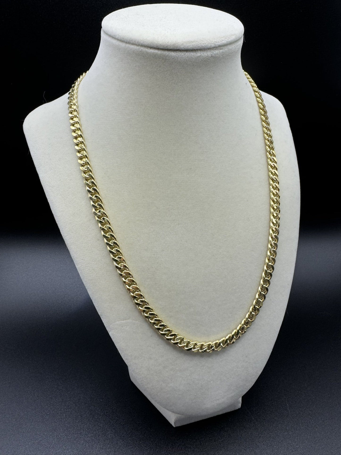 20” 10k Yellow Gold Double Sided Plain & Diamond Cut Cuban 6mm 11.54g