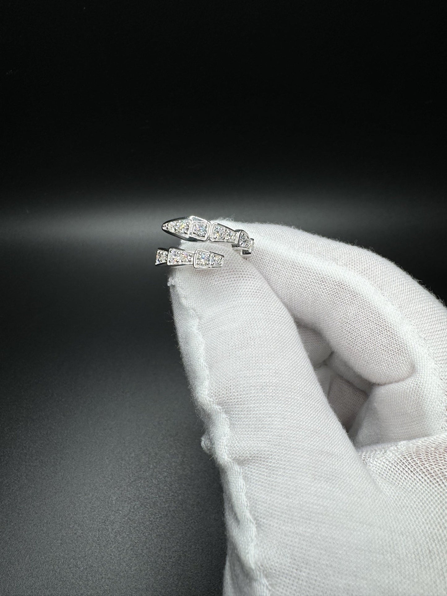 Size 7 Silver 1.5ctw Lab Diamond Snake Bypass Eternity Ring 3.7g