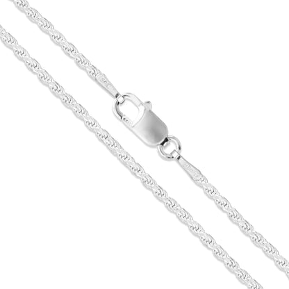 Rope Rhodium Plated 035 - 1.6mm - Sterling Silver Rope Chain Necklace