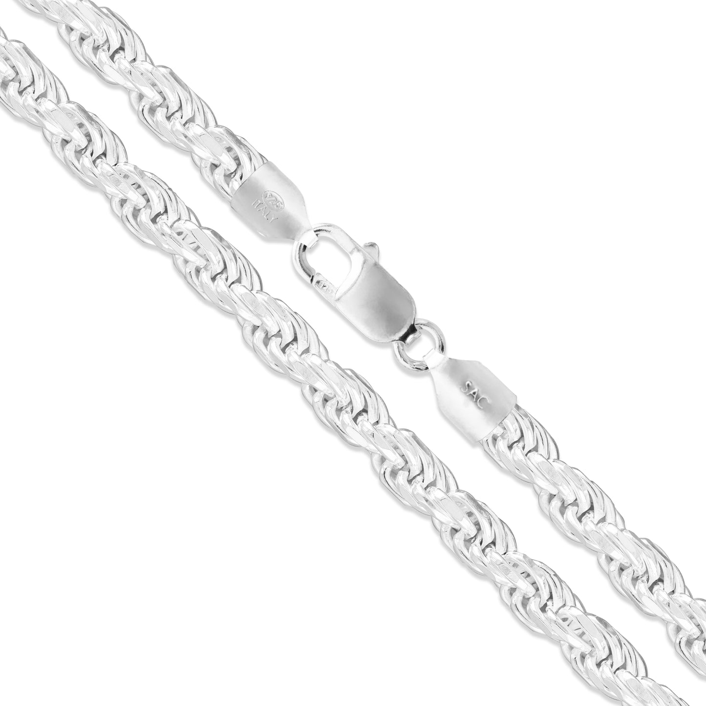 Rope Rhodium Plated 120 - 5.8mm - Sterling Silver Rope Chain Necklace