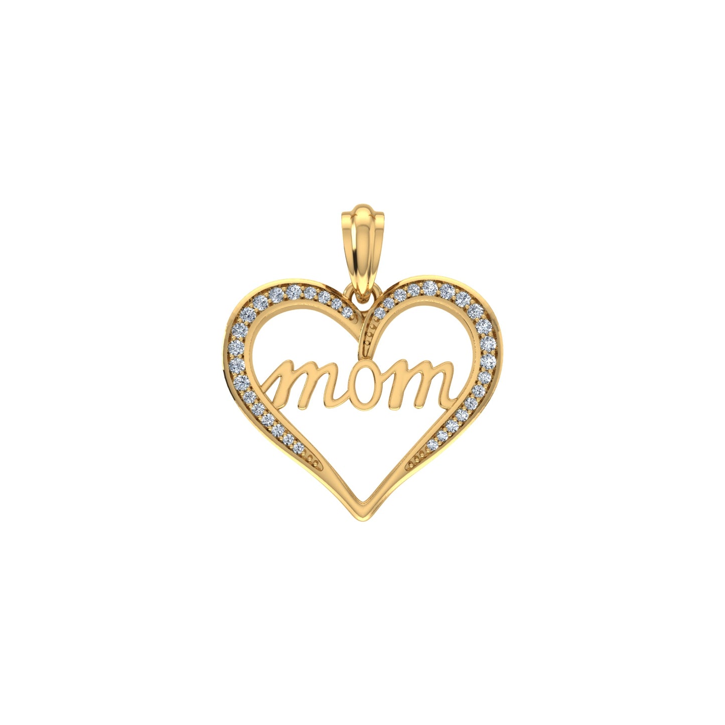 10K Yellow Gold Round Diamond Womens Mom Heart Pendant 1/8 Cttw