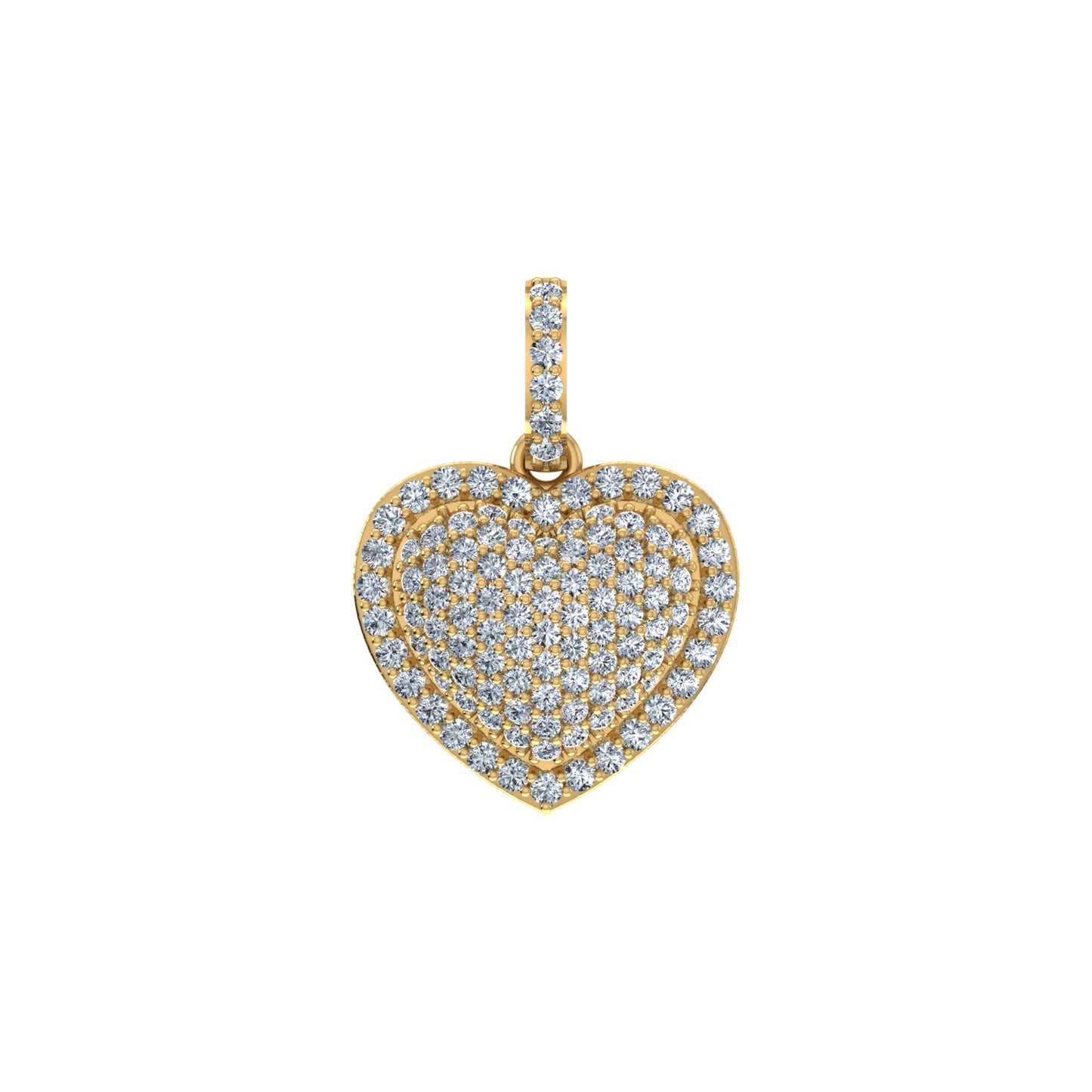 10K Yellow Gold Round Diamond Womens Puffy Heart Pendant 3/8 Cttw