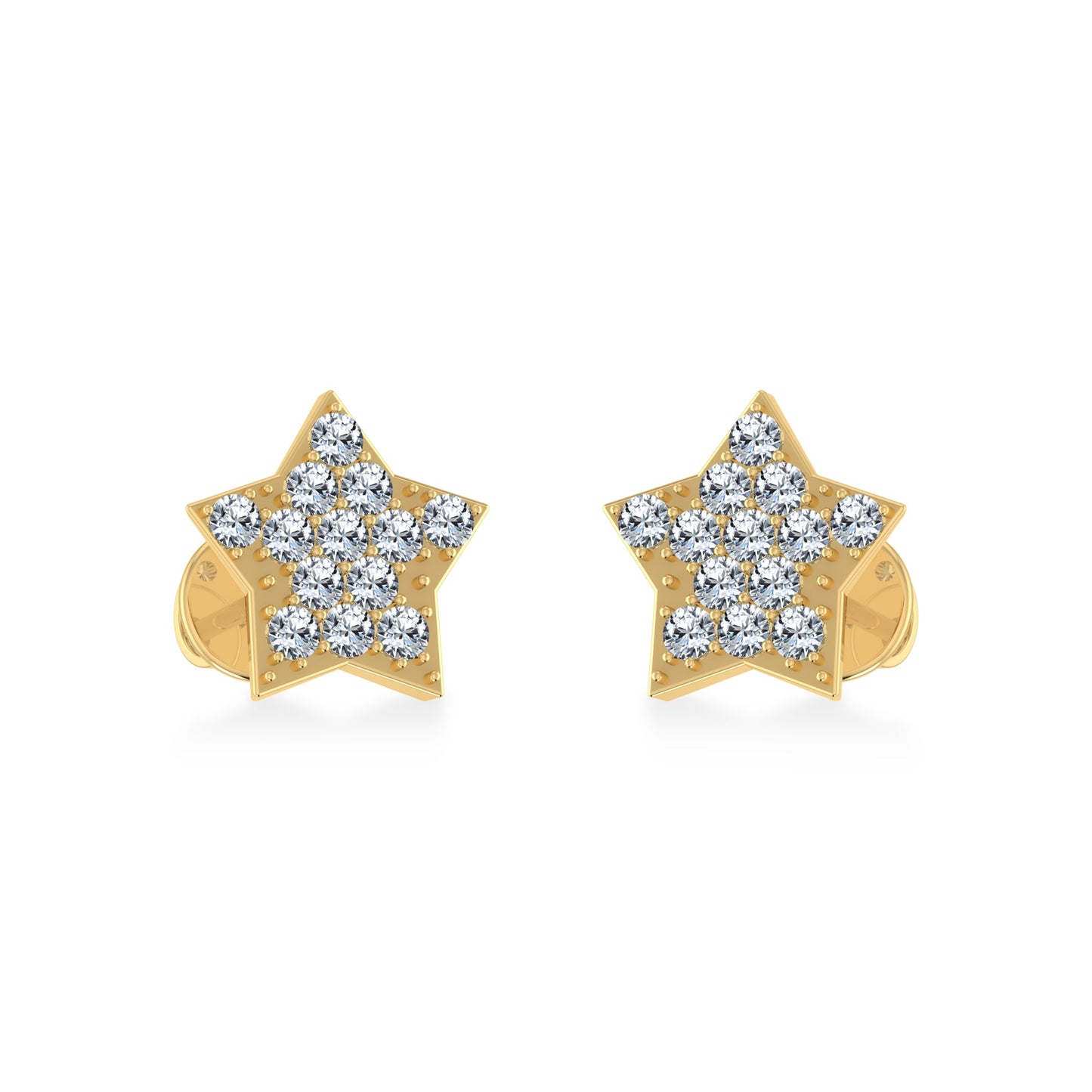 10K Yellow Gold Round Diamond Star Stud Earring 1/8 Cttw