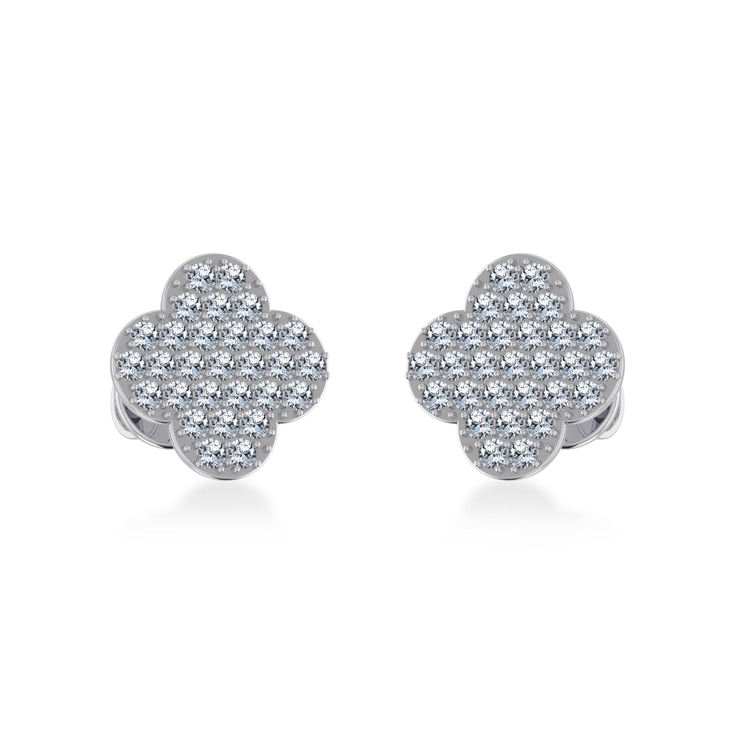 14K White Gold Diamond  Designer Stud Earring 1/4 Cttw