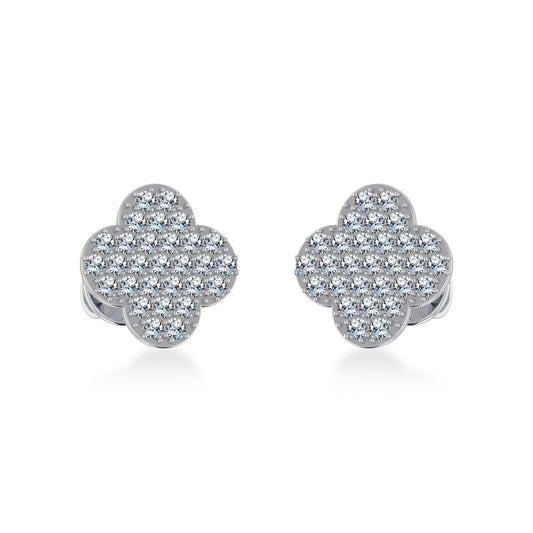 14K White Gold Diamond  Designer Stud Earring 1/4 Cttw