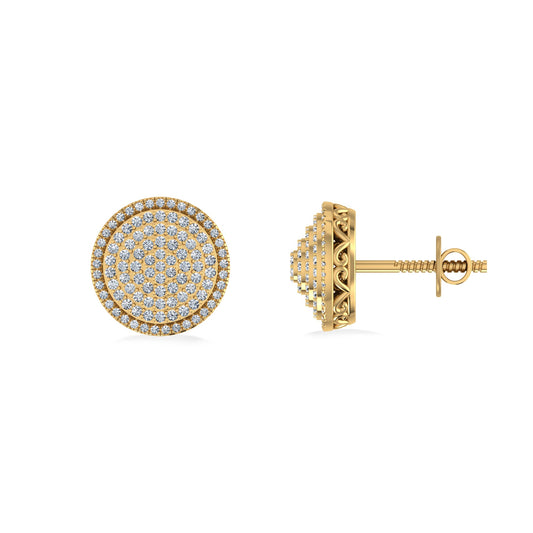 10K Yellow Gold Round Diamond Designer Mens Stud Earring 3/8 Cttw