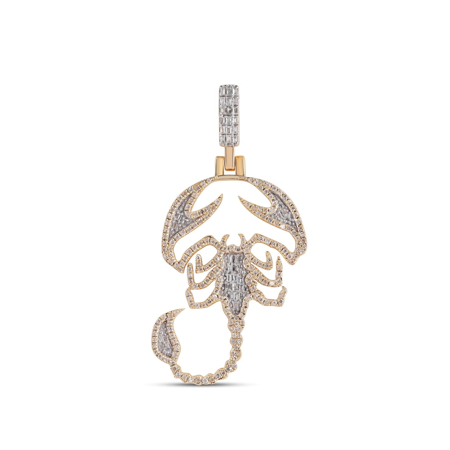 10K Yellow Gold Round Diamond Scorpion Animal Pendant 7/8 Cttw