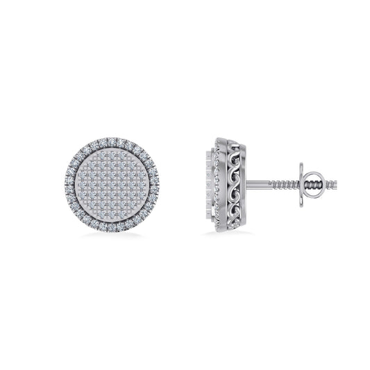 Sterling Silver Round Diamond Designer Mens Stud Earring 1/4 Cttw