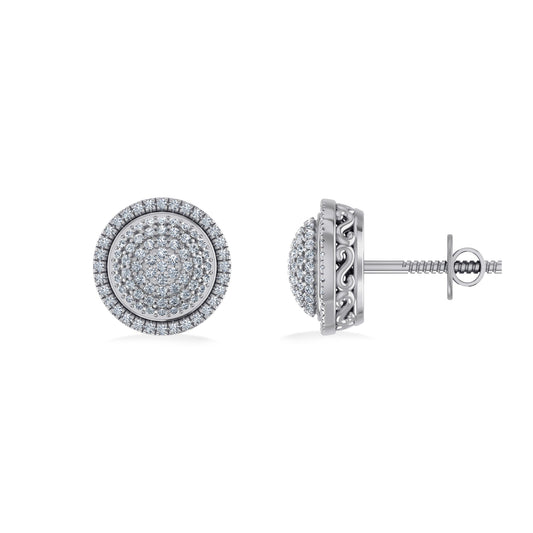 Sterling Silver Round Diamond Designer Mens Stud Earring 1/6 Cttw