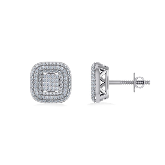 Sterling Silver Round Diamond Designer Mens Stud Earring 1/4 Cttw