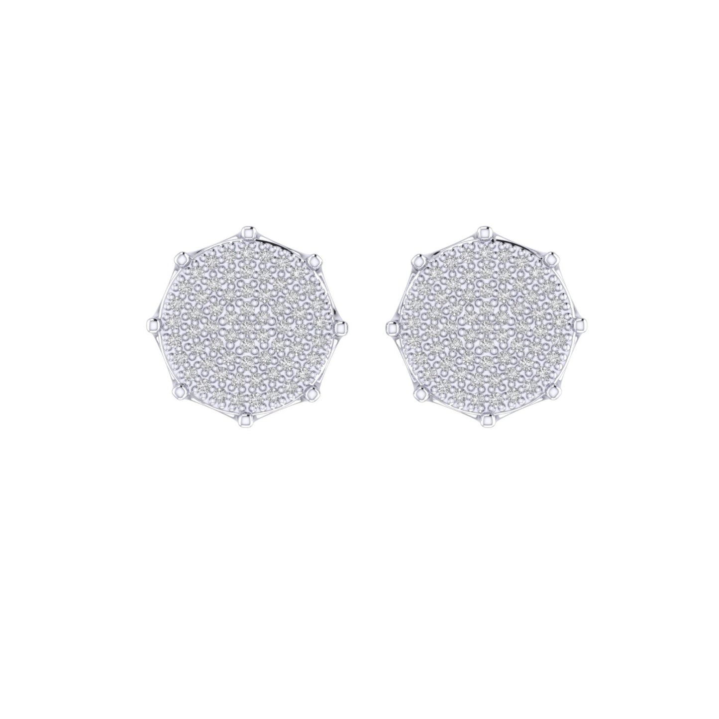 Sterling Silver Round Diamond Designer Stud Earring 1/4 Cttw