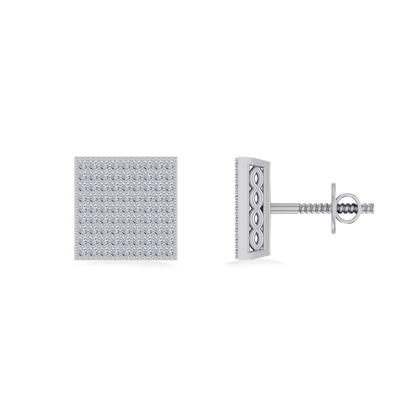 Sterling Silver Round Diamond Designer Mens Stud Earring 1/3 Cttw