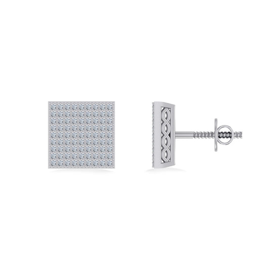Sterling Silver Round Diamond Designer Mens Stud Earring 1/3 Cttw