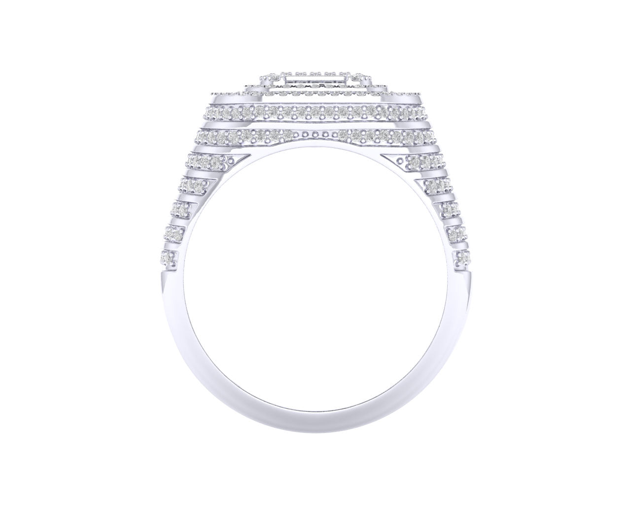 Sterling Silver Round Baguette Diamond Designer SZ 10 Mens Ring 1/1-2 Cttw