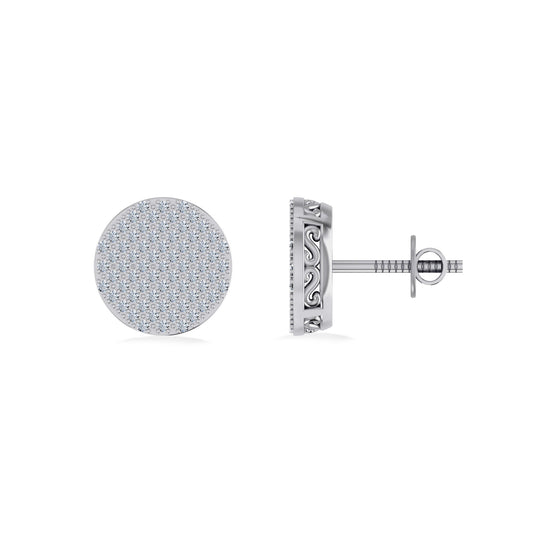 Sterling Silver Round Diamond Mens Designer Stud Earring 1/4 Cttw