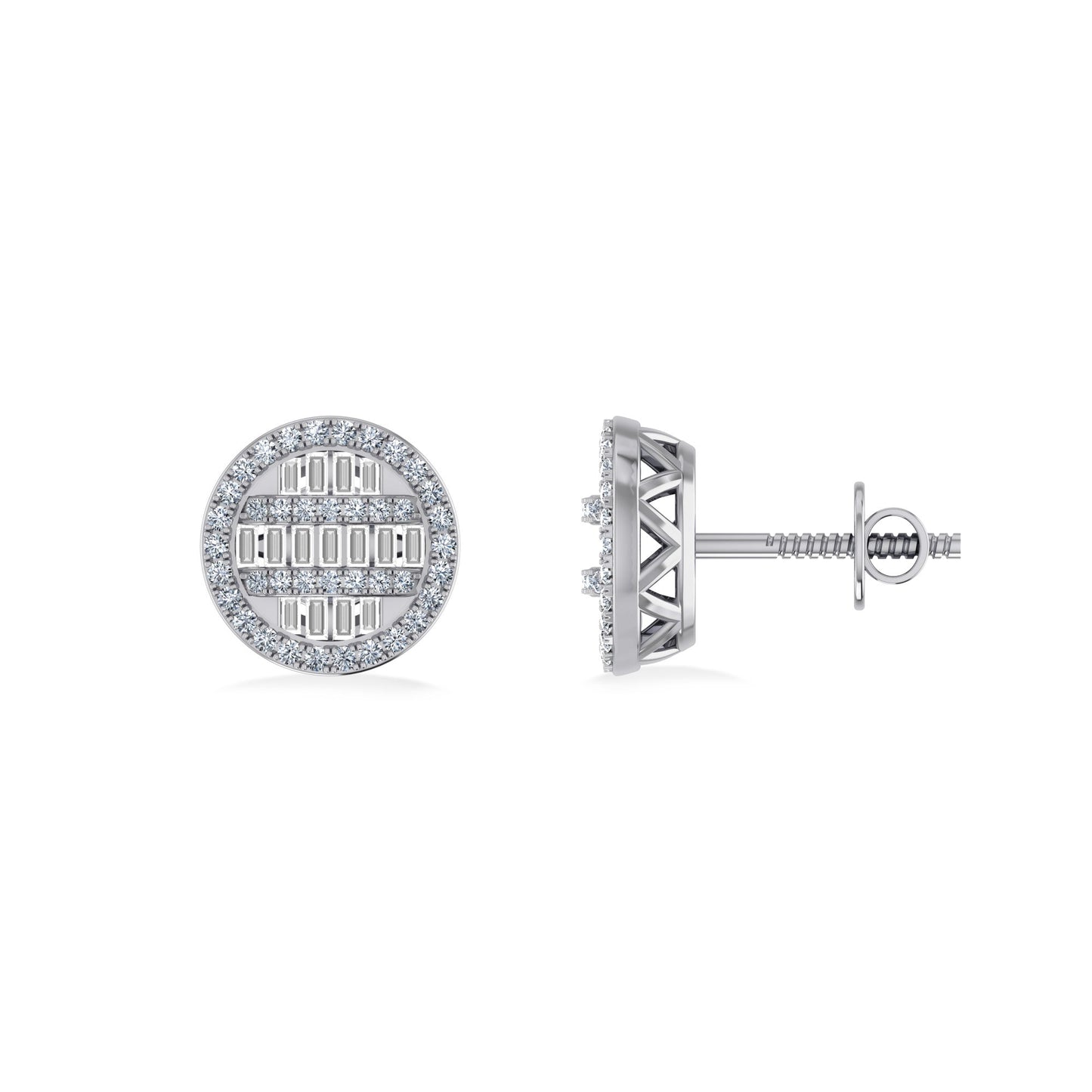 Sterling Silver Round Diamond Mens Designer Stud Earring 1/3 Cttw