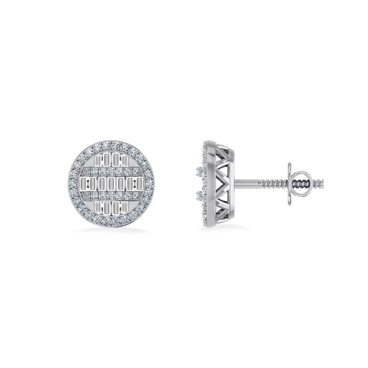 Sterling Silver Round Diamond Mens Designer Stud Earring 1/3 Cttw