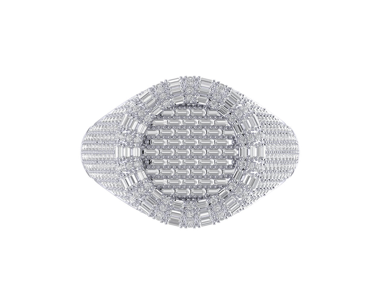 Sterling Silver Round Baguette Diamond Designer SZ 10 Mens Ring 1-1/2 Cttw