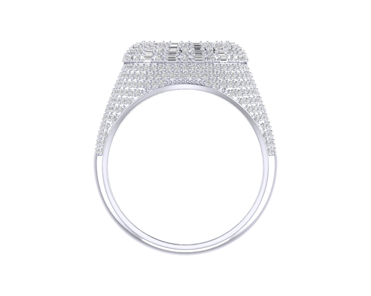 Sterling Silver Round Baguette Diamond Designer SZ 10 Mens Ring 1-1/2 Cttw