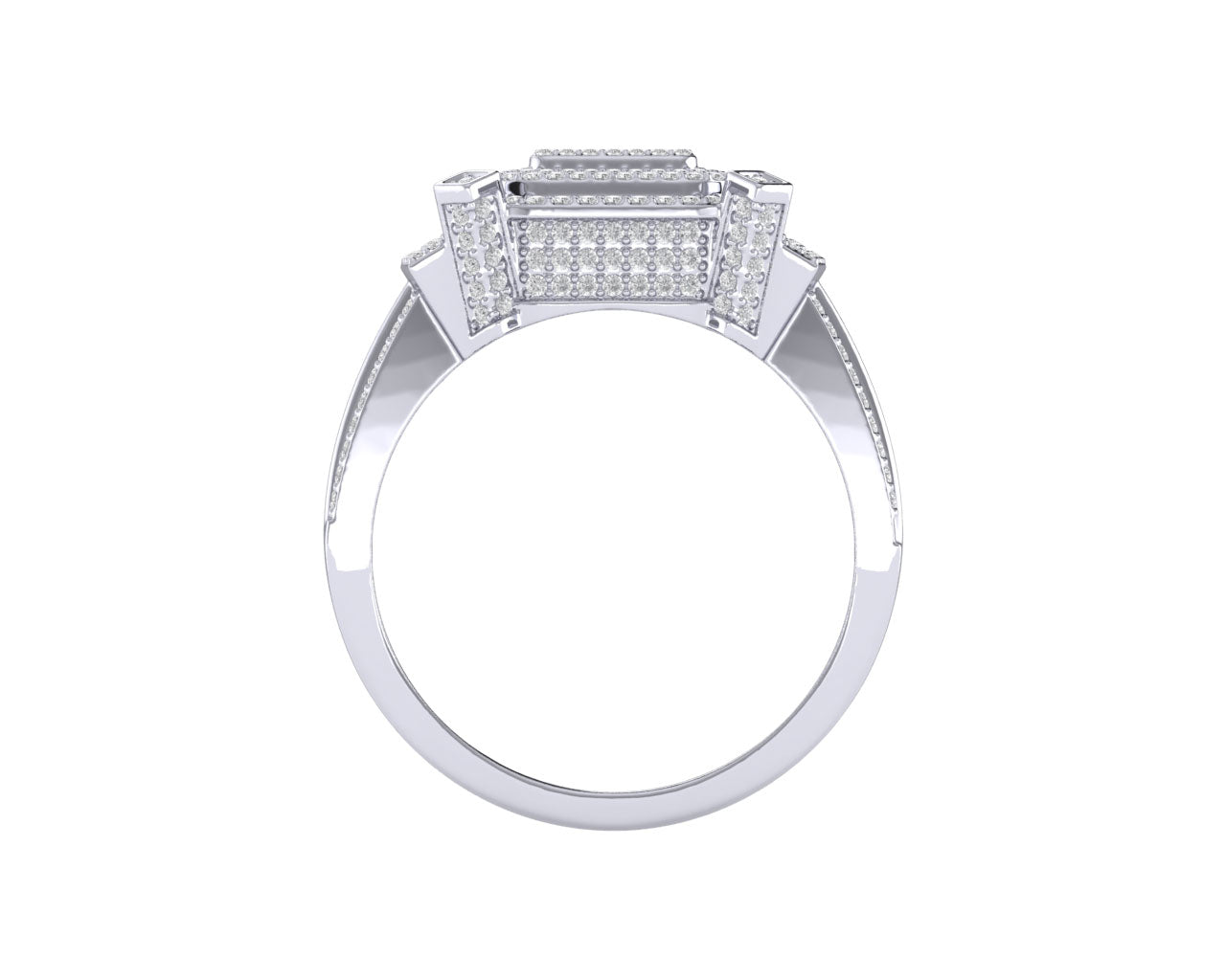 Sterling Silver Round Diamond Square Designer SZ 10 Mens Ring 1-1/4 Cttw