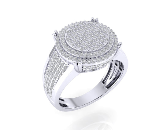 Sterling Silver Round Diamond Double Halo Designer SZ 10 Mens Ring 7/8 Cttw