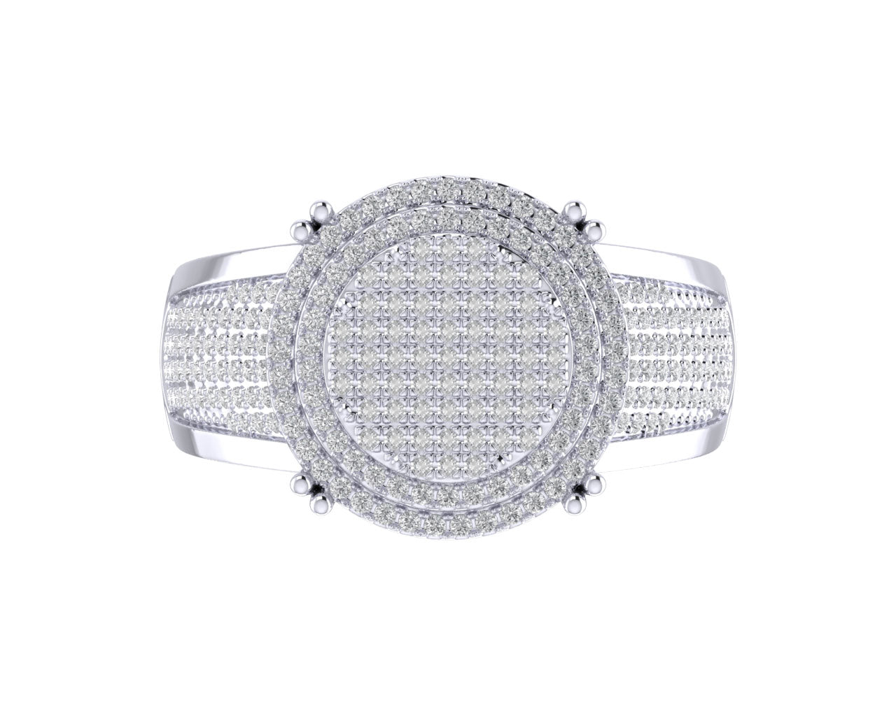 Sterling Silver Round Diamond Double Halo Designer SZ 10 Mens Ring 7/8 Cttw