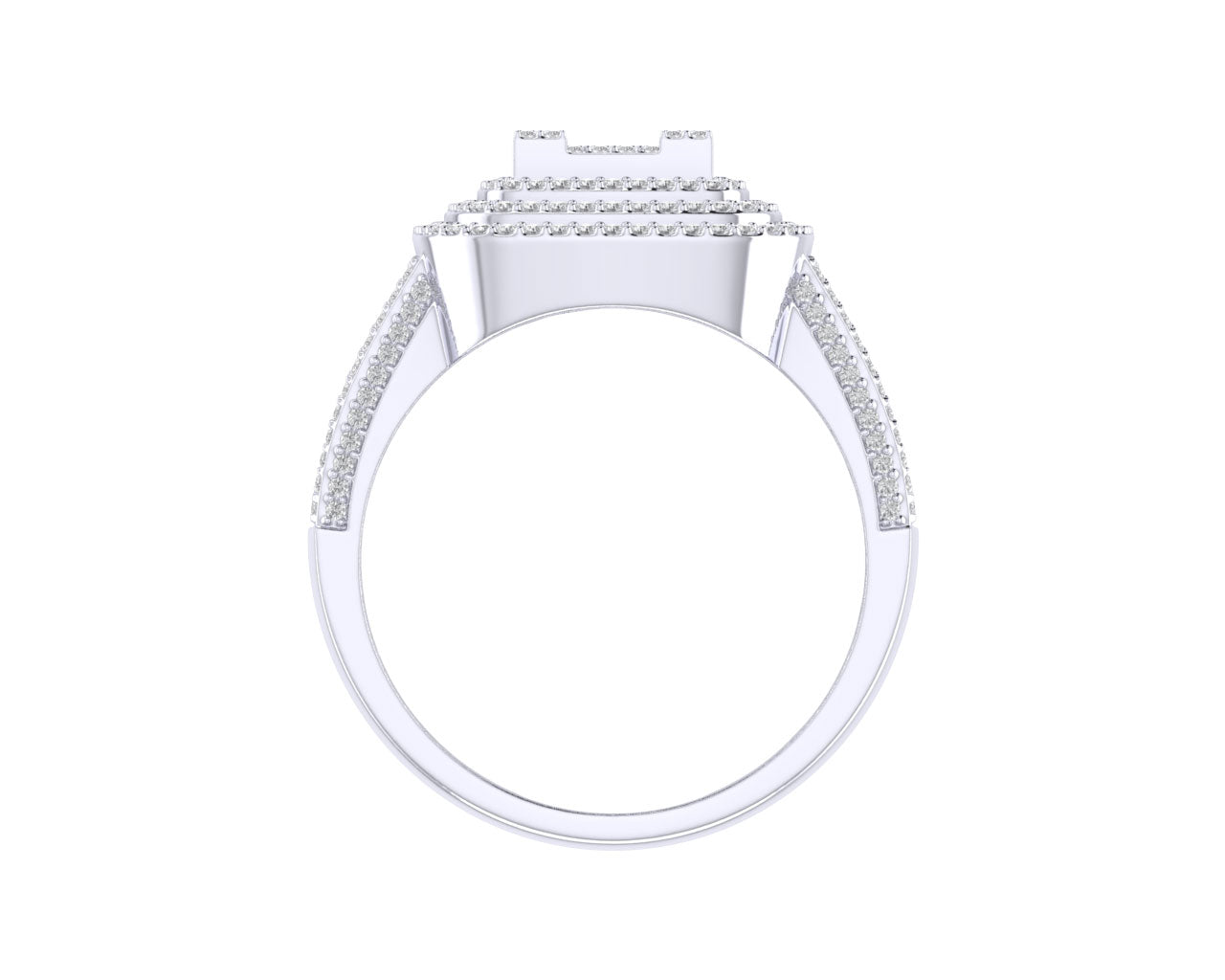 Sterling Silver Round Baguette Diamond SZ 10 Mens Designer Ring 1-1/6 Cttw