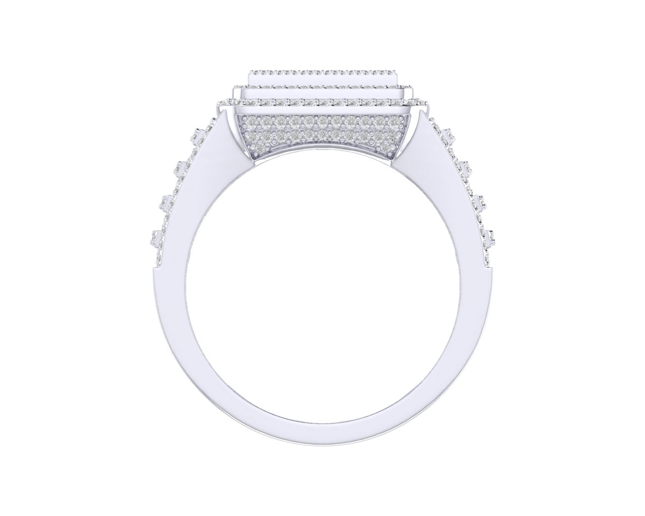 Sterling Silver Round Baguette Diamond SZ 10 Mens Designer Ring 1-1/4 Cttw