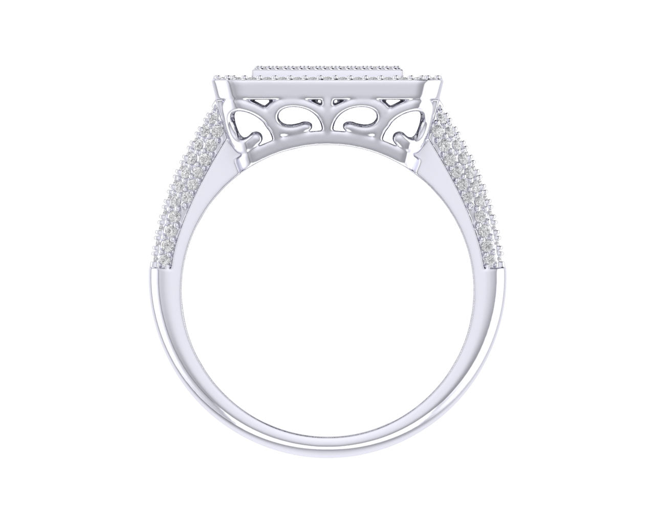 Sterling Silver Round Baguette Diamond SZ 10 Mens Designer Ring 1-1/3 Cttw