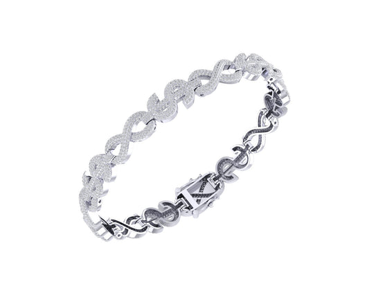 Sterling Silver Round Diamond Crome Designer 8 Inch Mens Bracelet 4-1/3 Cttw