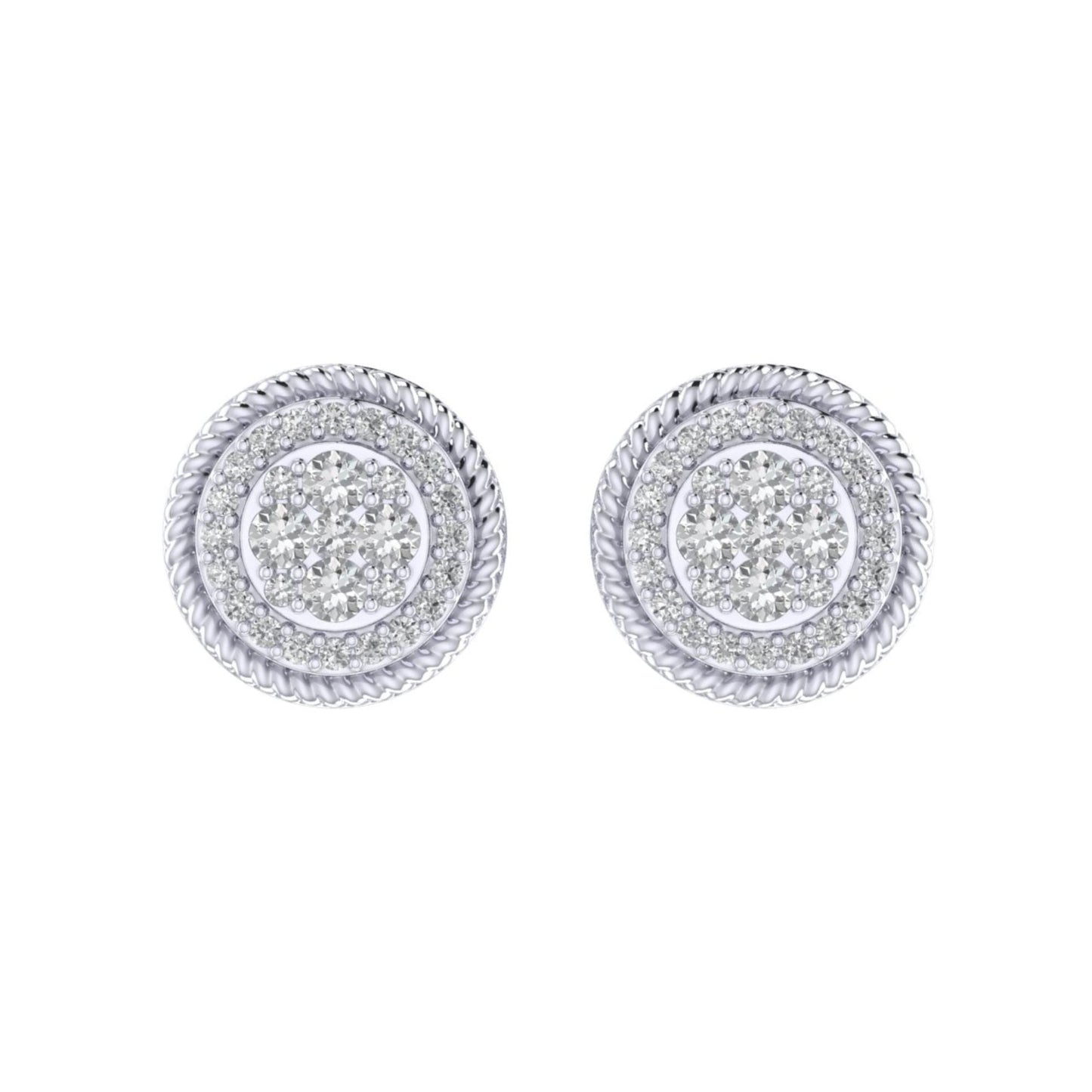 Sterling Silver Round Diamond Circle Shape Designer Stud Earring RP 1/3 Cttw