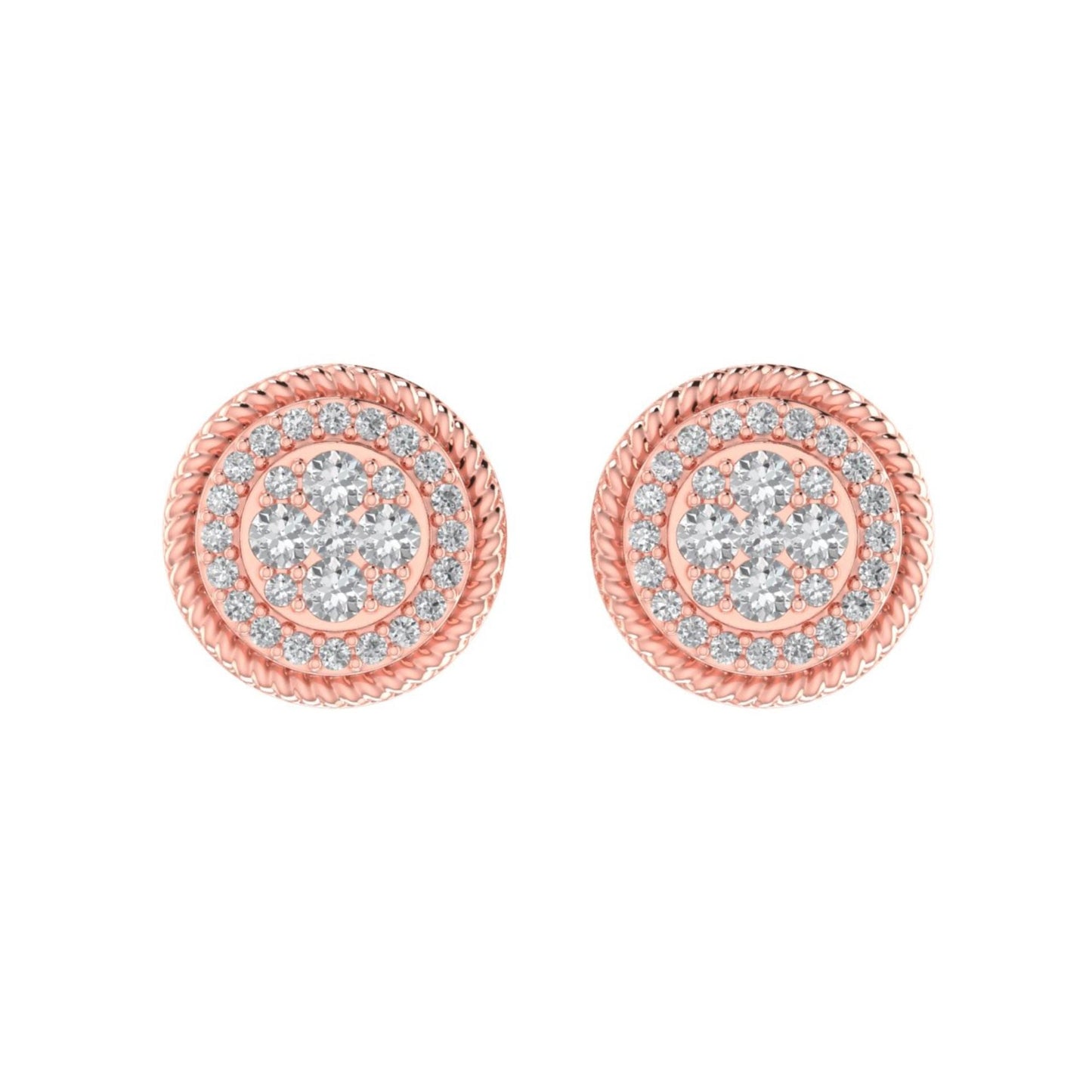 Sterling Silver Round Diamond Circle Shape Designer Stud Earring RP+PP 1/3 Cttw