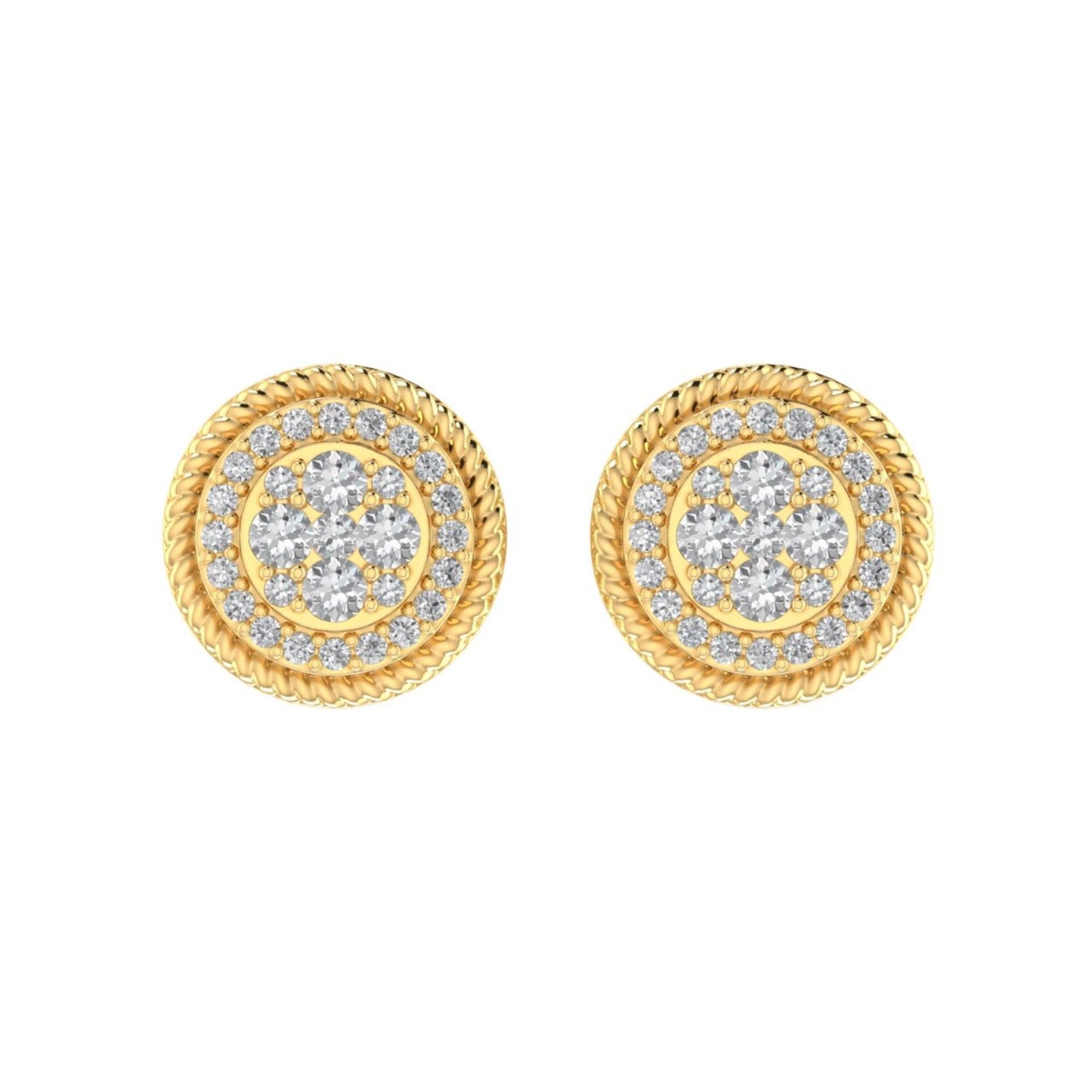 Sterling Silver Round Diamond Circle Shape Designer Stud Earring RP+GP 1/3 Cttw