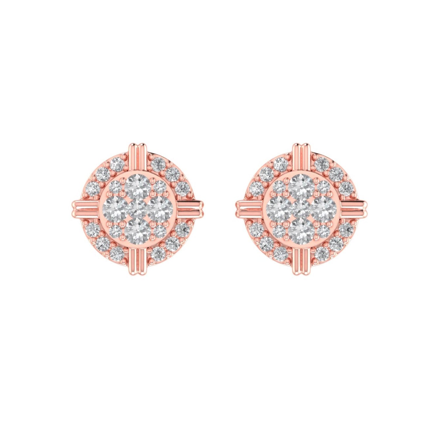 Sterling Silver Round Diamond Cushion Shape Designer Stud Earring RP+PP 1/4 Cttw