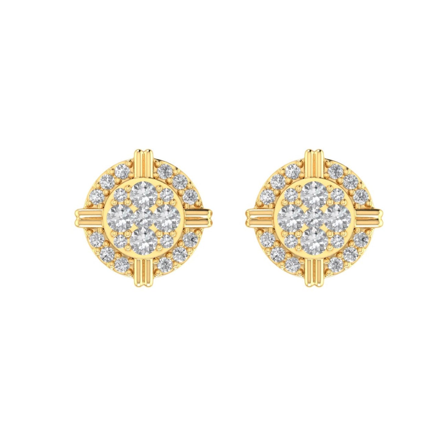 Sterling Silver Round Diamond Cushion Shape Designer Stud Earring RP+GP 1/4 Cttw
