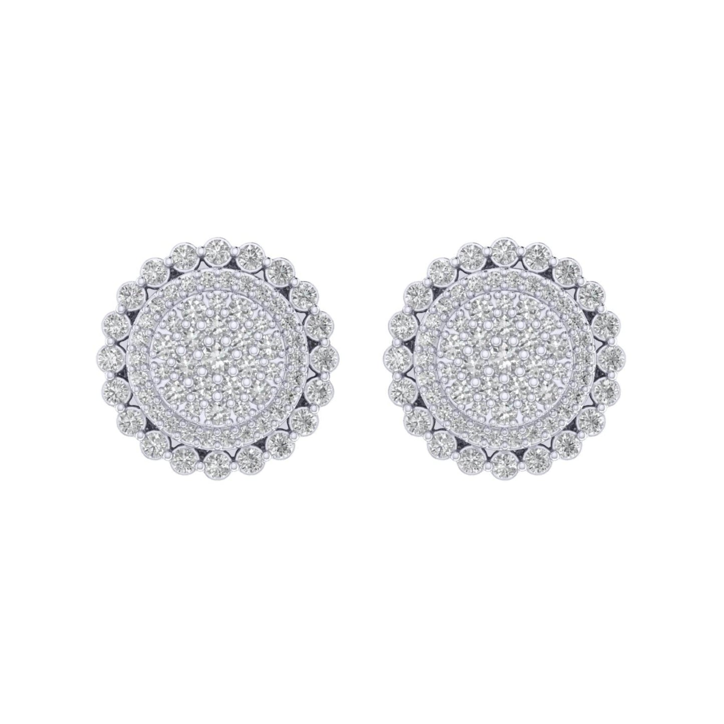 Sterling Silver Round Diamond Circle Shape Designer Stud Earring RP 7/8 Cttw