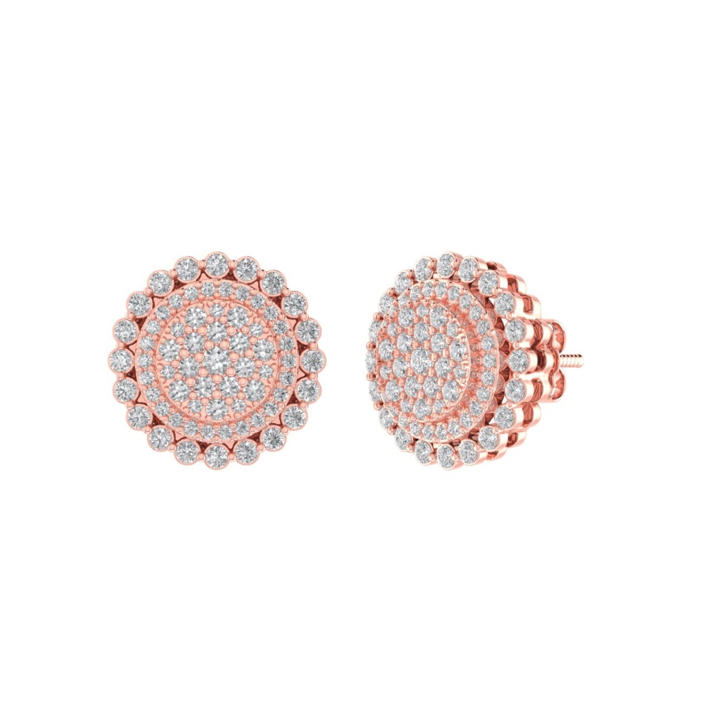 Sterling Silver Round Diamond Circle Shape Designer Stud Earring RP+PP 7/8 Cttw