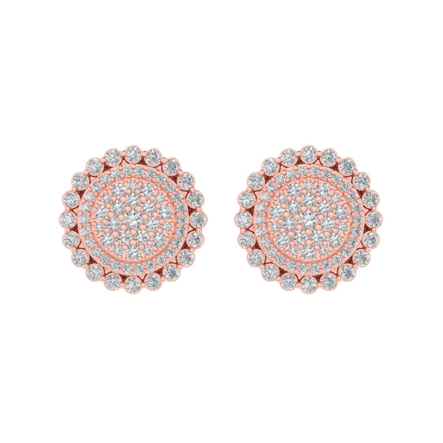 Sterling Silver Round Diamond Circle Shape Designer Stud Earring RP+PP 7/8 Cttw