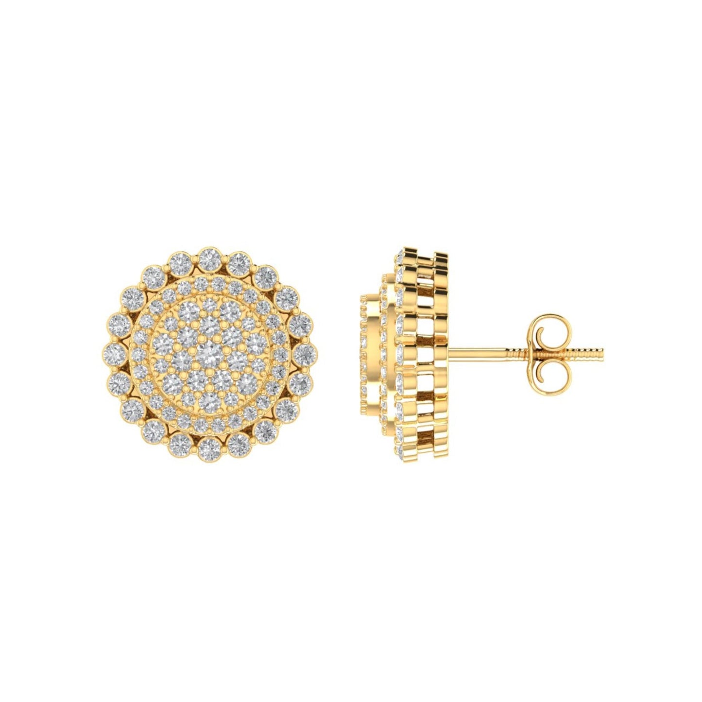 Sterling Silver Round Diamond Circle Shape Designer Stud Earring RP+GP 7/8 Cttw