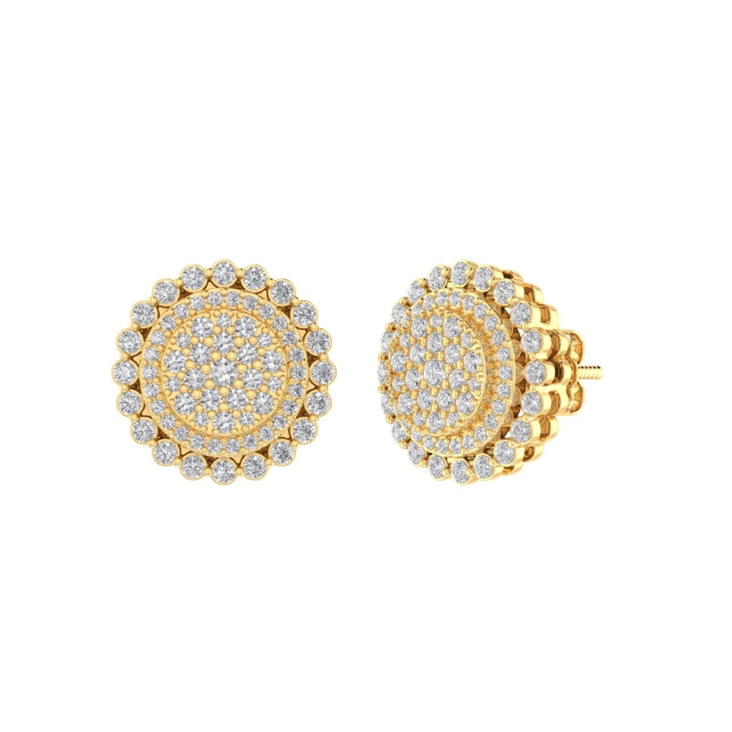 Sterling Silver Round Diamond Circle Shape Designer Stud Earring RP+GP 7/8 Cttw