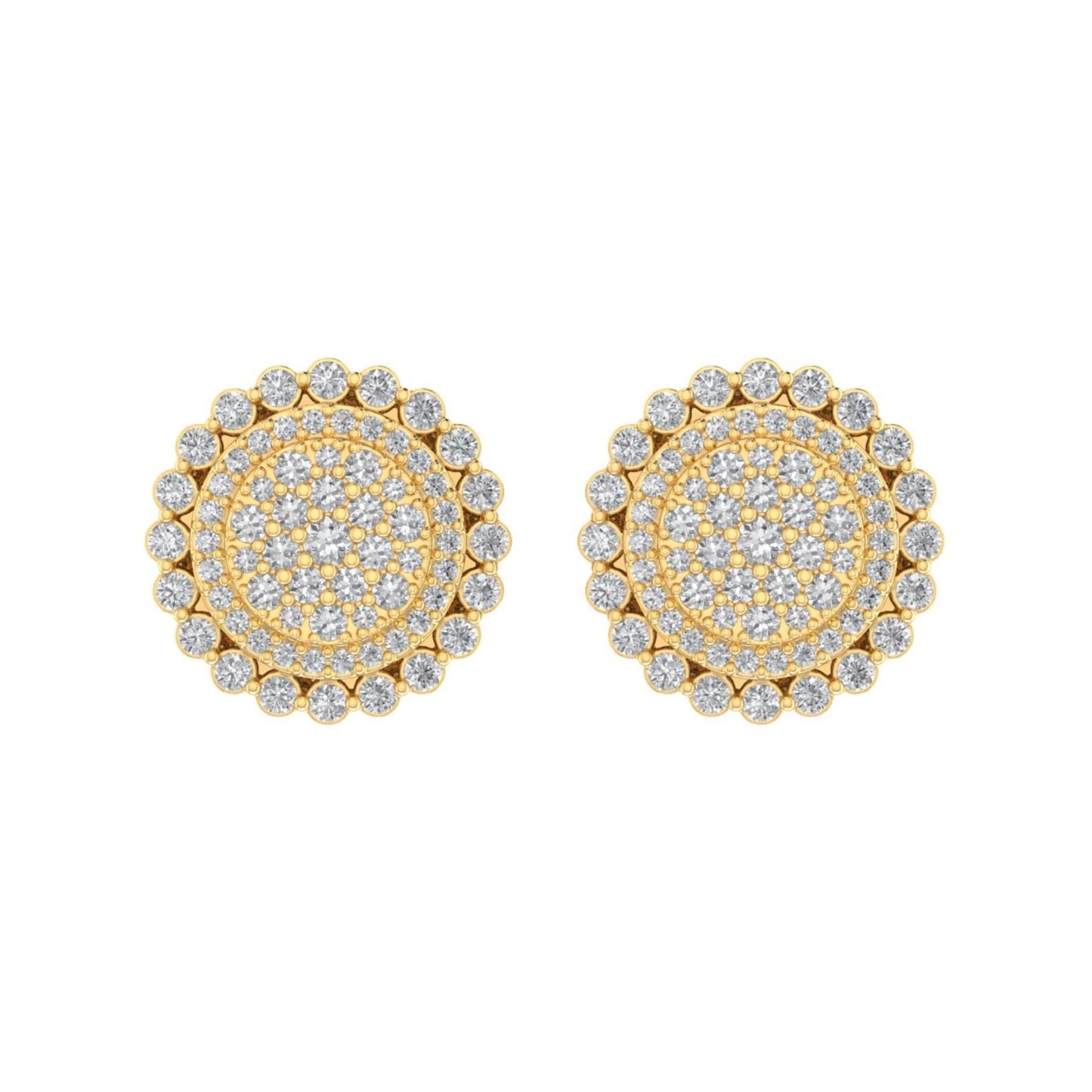 Sterling Silver Round Diamond Circle Shape Designer Stud Earring RP+GP 7/8 Cttw