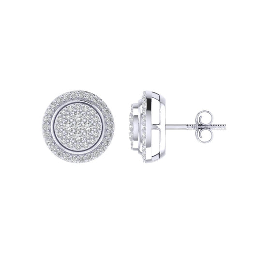 Sterling Silver Round Diamond Circle Shape Designer Stud Earring RP 1/2 Cttw