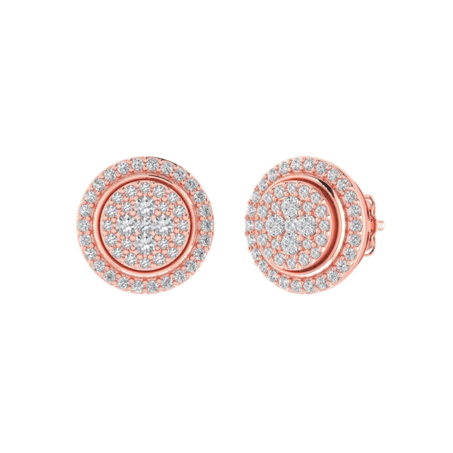 Sterling Silver Round Diamond Circle Shape Designer Stud Earring RP+PP 1/2 Cttw