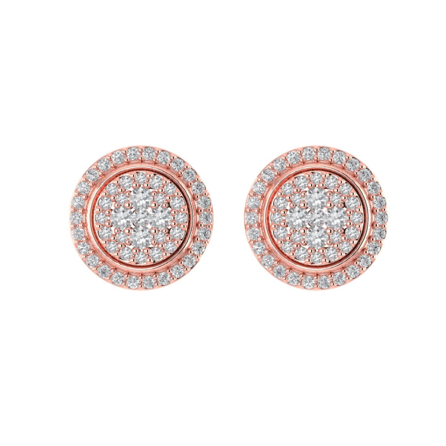 Sterling Silver Round Diamond Circle Shape Designer Stud Earring RP+PP 1/2 Cttw