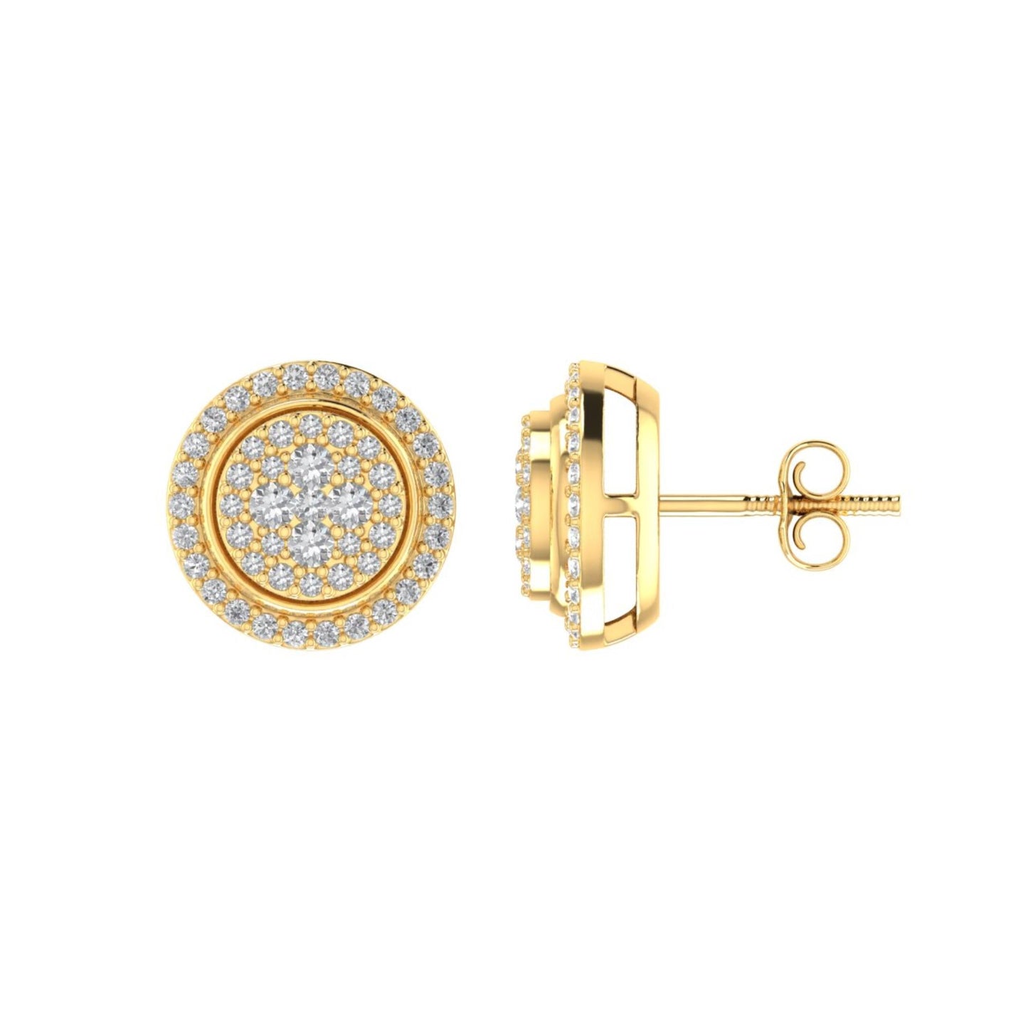 Sterling Silver Round Diamond Circle Shape Designer Stud Earring RP+GP 3/8 Cttw