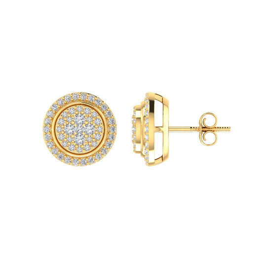 Sterling Silver Round Diamond Circle Shape Designer Stud Earring RP+GP 3/8 Cttw