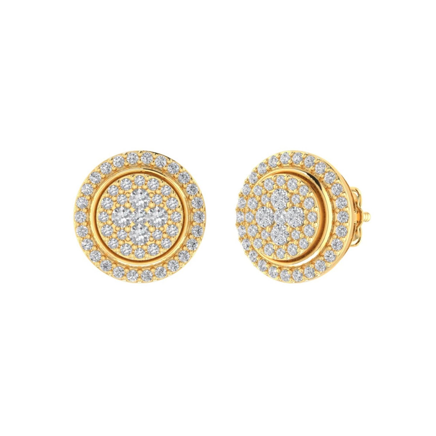Sterling Silver Round Diamond Circle Shape Designer Stud Earring RP+GP 3/8 Cttw