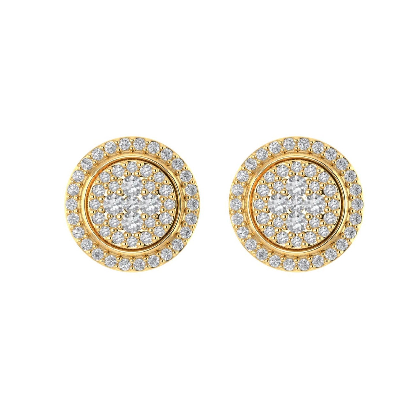 Sterling Silver Round Diamond Circle Shape Designer Stud Earring RP+GP 3/8 Cttw