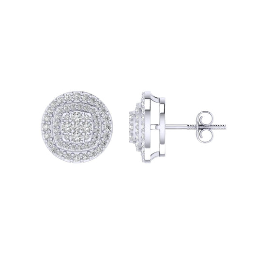 Sterling Silver Round Diamond Oval Shape Designer Stud Earring RP 1/2 Cttw
