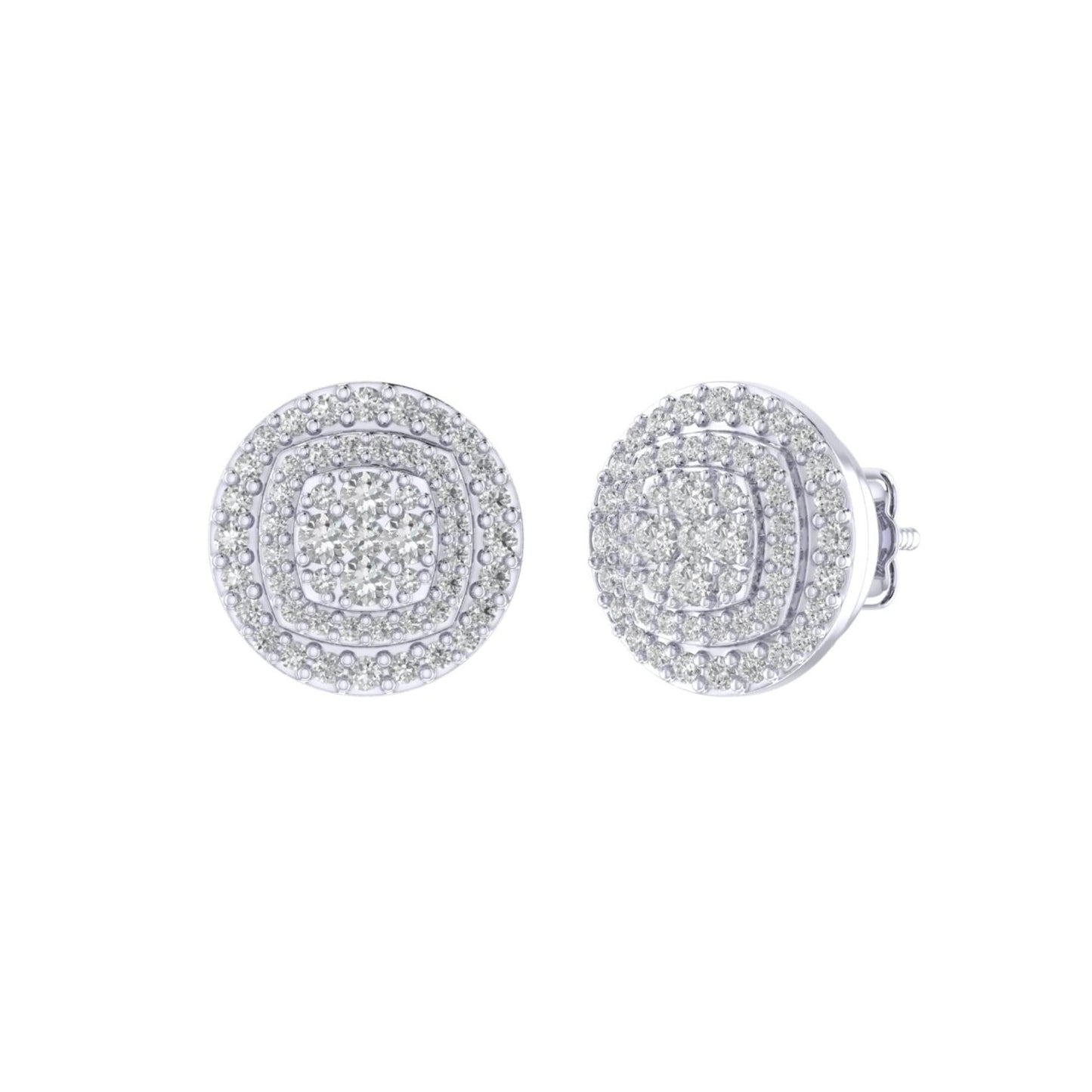 Sterling Silver Round Diamond Oval Shape Designer Stud Earring RP 1/2 Cttw